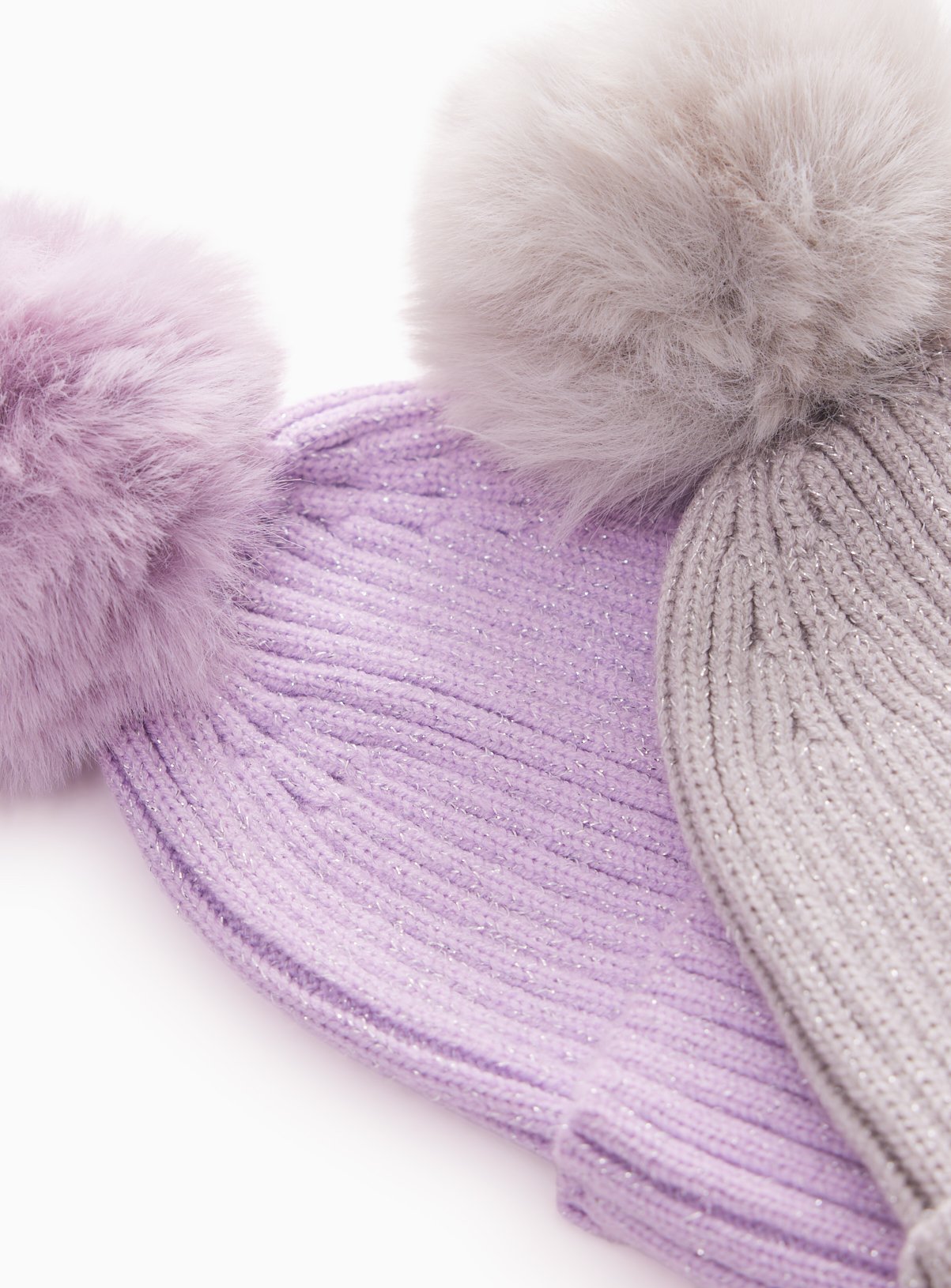 Ribbed Pom Pom Beanie Hats 2-Pack 6-9 years - Image 2 thumbnail